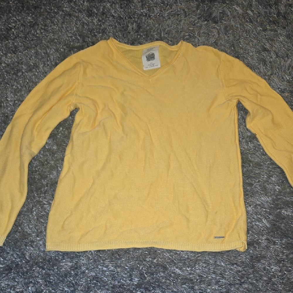 Zara Yellow V-Neck Men's Sweater